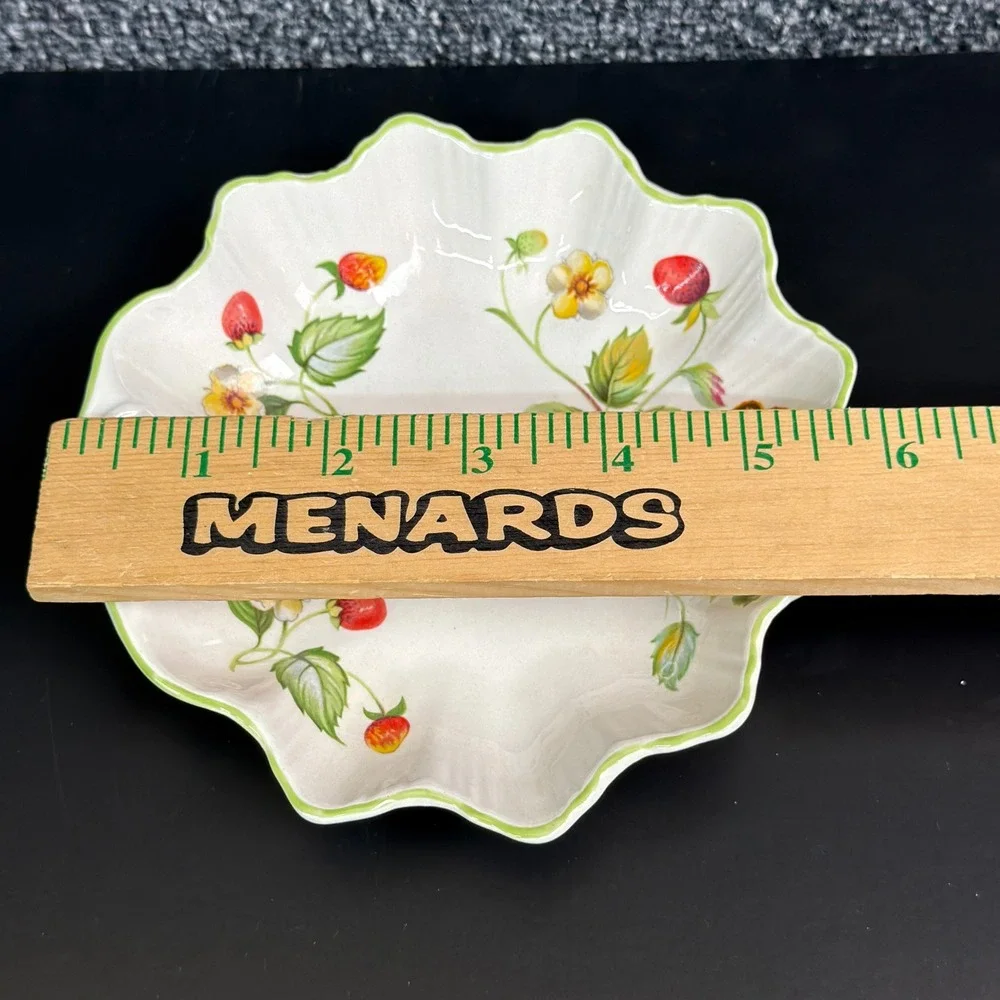 James Kent Old Foley Strawberry Butterfly Scalloped Bowl Staffordshire England